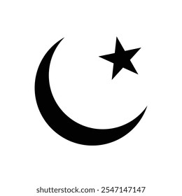 Illustration eines Halbmondes und Sterns. Islamisches Symbol. Islamische Symbole können für den Monat Ramadan, Eid und Eid Al-Adha verwendet werden. für Logo-, Website- und Posterdesigns. Vektor