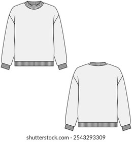 illustration of crewneck sweater. Crewneck sweater mockup