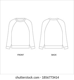 illustration of a crewnecks vector.  hoodie template. long-sleeved mockup 