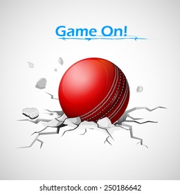 illustration of cricket ball falling on ground making crack