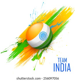 illustration of cricket ball in grungy India background