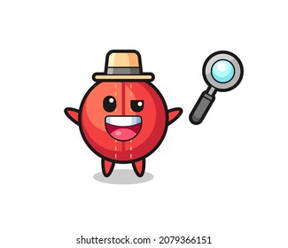 illustration of the cricket ball mascot as a detective who manages to solve a case , cute style design for t shirt, sticker, logo element