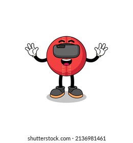 Ilustración de la bola de cricket con auriculares vr, diseño de caracteres
