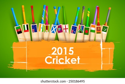 illustration of cricket bat of different participating countries