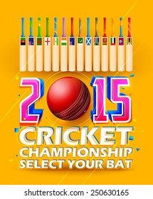 illustration of cricket bat of different participating countries