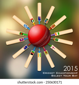 illustration of cricket bat of different participating countries