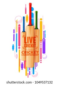 illustration of Cricket bat on sports background