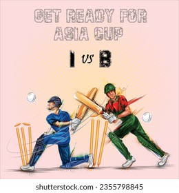 Illustration of Cricket championship banner design.  Cricket batsman. Cricket Match Between India VS Pakistan,India vs Bangladesh, Bangladesh vs pakistan