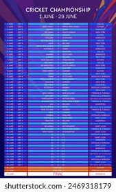 illustration of Cricket Cup 2024 match schedule sports background