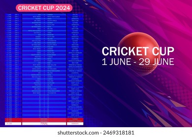 illustration of Cricket Cup 2024 match schedule sports background