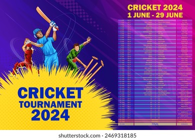 illustration of Cricket Cup 2024 match schedule sports background