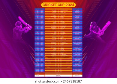 illustration of Cricket Cup 2024 match schedule sports background