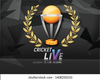 Illustration Of Cricket Live With World Cup Trophy - Vector 