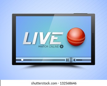 Illustration of Cricket match live telecast promotion on internet.