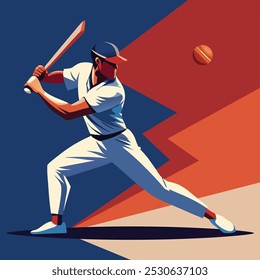 Illustration of cricket player batting. Indian cricket championship sports