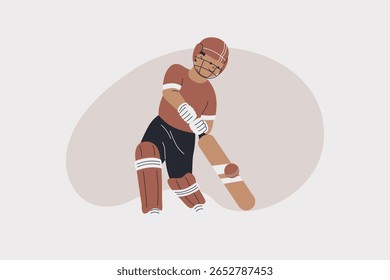 Illustration of Cricket Player Hitting Ball with Bat