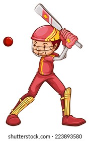 Illustration of a cricket player on a white background 