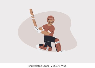 Illustration of Cricket Player Playing Cricket