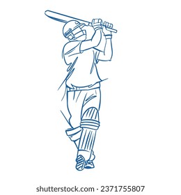 illustration of cricket player playing cricket contemporary vector line art illustration