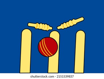 Illustration Of Cricket Sports, A Scenery Of Hit Wicket