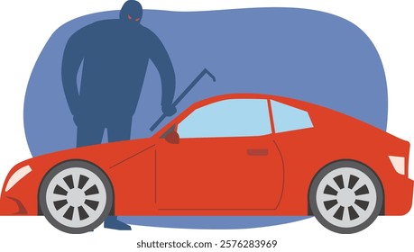 Illustration of a criminal targeting a car