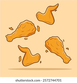 illustration of crispy fried chicken with tender meat