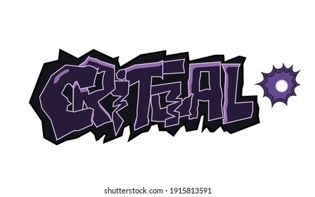 Illustration of Critical writing design in purple color for a brand or logo.