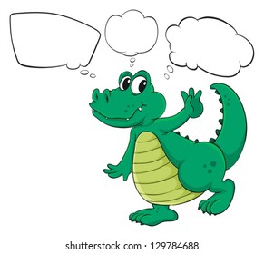 Illustration of the crocodile with empty thoughts on a white background