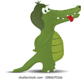 Illustration crocodile on a white background looking at something deliciously