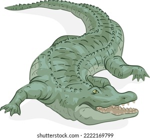 Illustration of Crocodile with Open Mouth