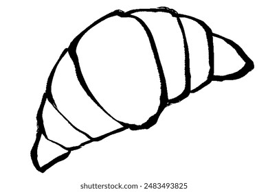 Illustration of croissant line drawing with brush touch