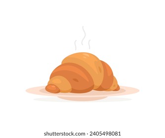 Illustration of a croissant served on a plate. a plate of croissants. pastries originate in France. pastry dishes. food, bread, cakes. illustration design. graphic elements. Vector