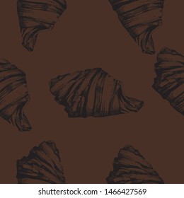 illustration of croissants on a brown background seamless Wallpaper pattern graphics