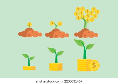 illustration of cropping, earning, money, gold coin icon set. vector design that is very suitable for finance, banks, apps, websites, elements etc.