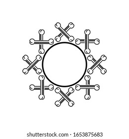 Illustration cross bones logo icon design vector template frame