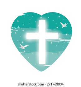  Illustration. with cross of Christ and believers.