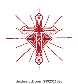 illustration of a cross combined with an ace of diamonds