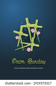 An Illustration of cross decoration made from palm leaves