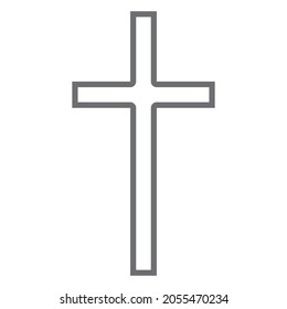 Illustration of cross icon on white background. Christian cross icon.