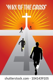 An Illustration of Cross with light background calling people to come.