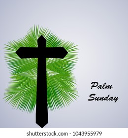 Illustration of Cross with Palm Leaves for Palm Sunday
