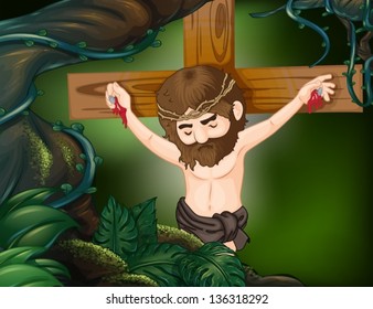 Illustration of a cross at the rainforest