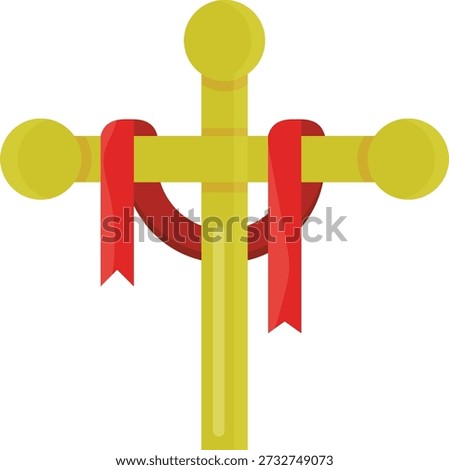 Illustration of a cross with a red ribbon, available for 1 credit or $1 USD.