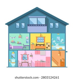 Illustration of a cross section of a detached house