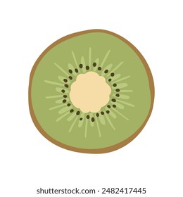 Illustration of a cross section of a green kiwi
