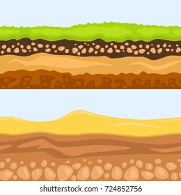 Illustration of cross section of ground agriculture country gardening ground slices land piece nature outdoor vector.