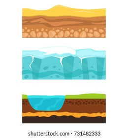 Illustration of cross section of ground agriculture country gardening ground slices land piece nature outdoor vector.