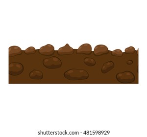 Illustration of cross section ground slice isolated on white background