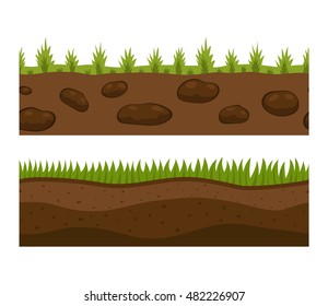 Illustration of cross section ground slice isolated on white background