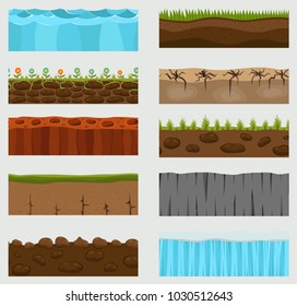 Illustration of cross section vector ground slice isolated on white background. Some ground-slices piece nature cross outdoor. Ecology underground groundslice